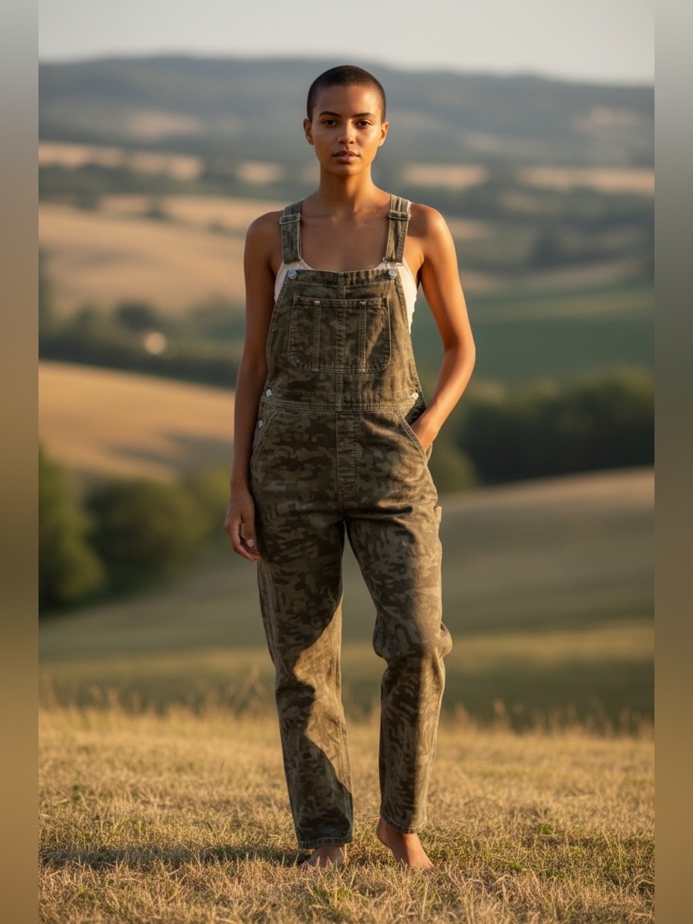 Zara camouflage denim overalls-size Medium